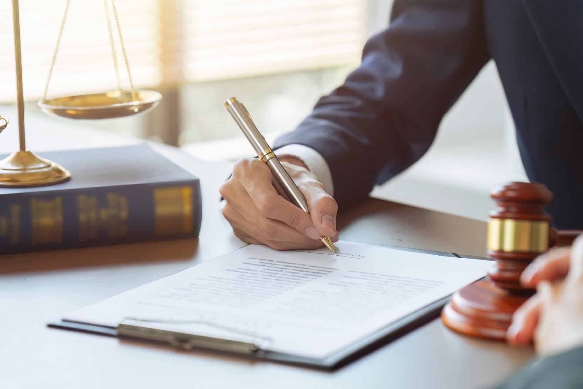 Estate planning attorney reviewing documents